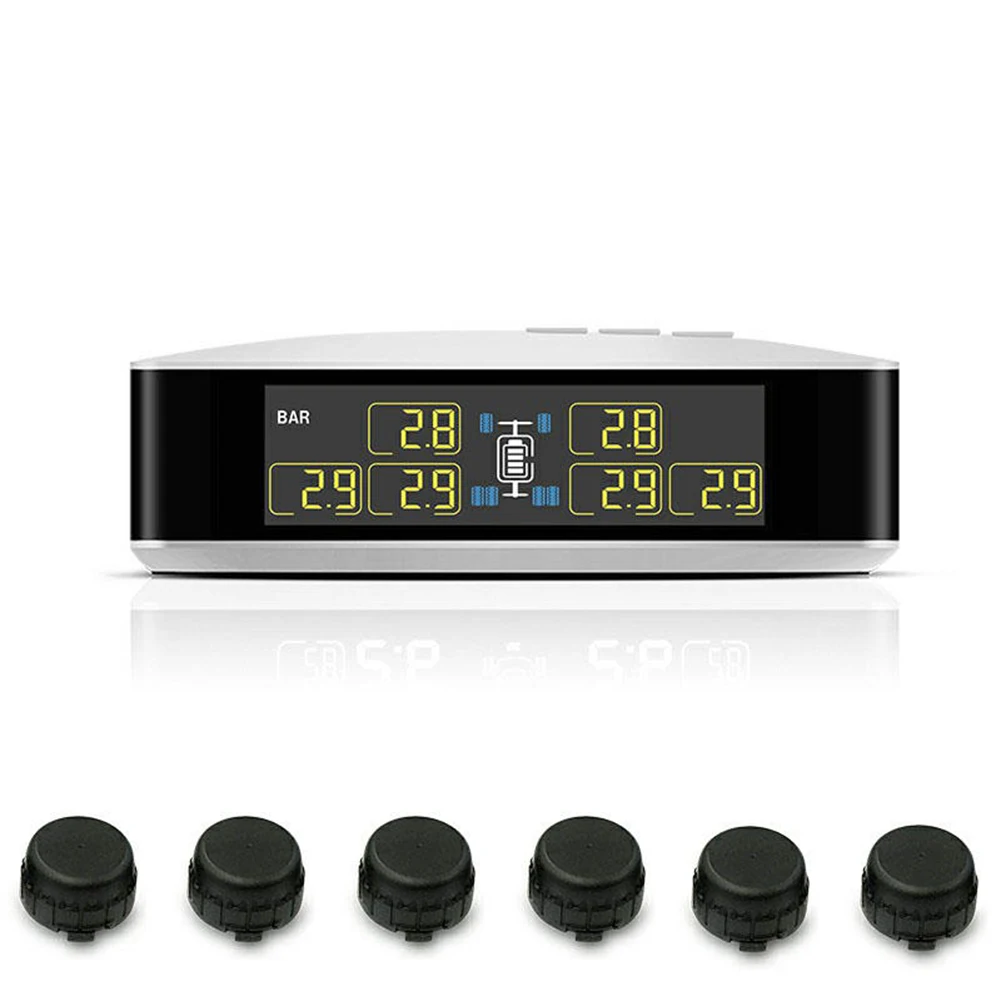 Wireless TPMS Tire Pressure Monitoring System LCD Screen Display 6pcs Tire Pressure Sensor Auto Security Alarm Systems
Wireless TPMS Tire Pressure Monitoring System LCD Screen Display 6pcs Tire Pressure Sensor Auto Security Alarm Systems