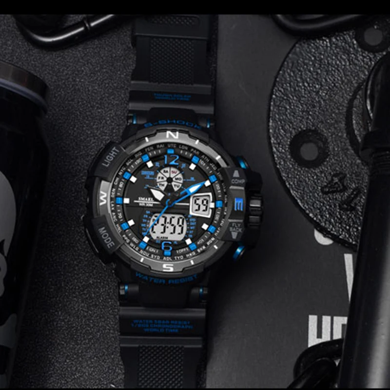 New Men Sports Watches Waterproof Shock Resitant SMAEL Brand Luxury Men's Wrist Watch S Shock 1376 Digital Clock LED Men Watches
New Men Sports Watches Waterproof Shock Resitant SMAEL Brand Luxury Men's Wrist Watch S Shock 1376 Digital Clock LED Men Watches