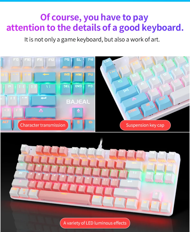 Wired K100 two-color 87-key green axis mechanical keyboard green axis USB for CF LOL eating chicken gaming Internet Keyboards 
Wired K100 two-color 87-key green axis mechanical keyboard green axis USB for CF LOL eating chicken gaming Internet Keyboards