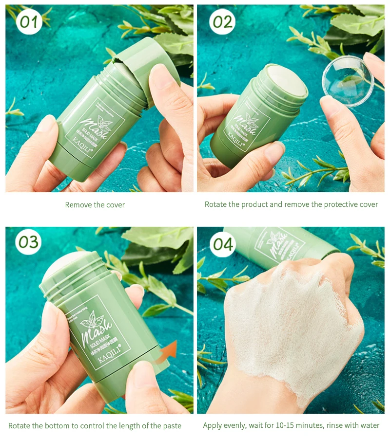 Green Tea Mask Solid Face Mask Stick Oil Control Moisturizing Cleaning Mask Acne Blackhead Remove Pores Purifying Mask 
Green Tea Mask Solid Face Mask Stick Oil Control Moisturizing Cleaning Mask Acne Blackhead Remove Pores Purifying Mask