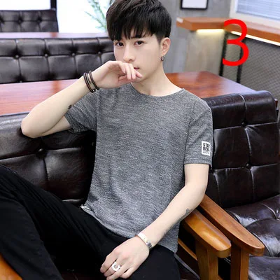 Summer trend men's fashion stretch tight bottoming shirt tight round neck Korean version of the self-cultivation tide 
Summer trend men's fashion stretch tight bottoming shirt tight round neck Korean version of the self-cultivation tide