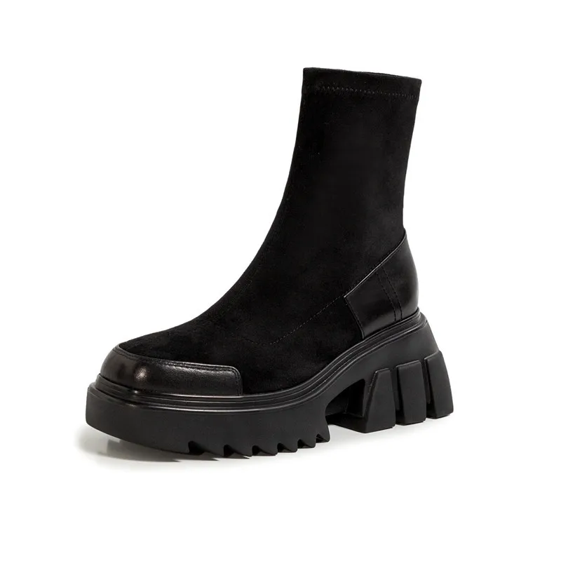 Autumn Winter New Fashion British Style Suede Sleeve Stretch Boots Wild Thick Heel High Heel Women Flock Casual Short Boots
Autumn Winter New Fashion British Style Suede Sleeve Stretch Boots Wild Thick Heel High Heel Women Flock Casual Short Boots