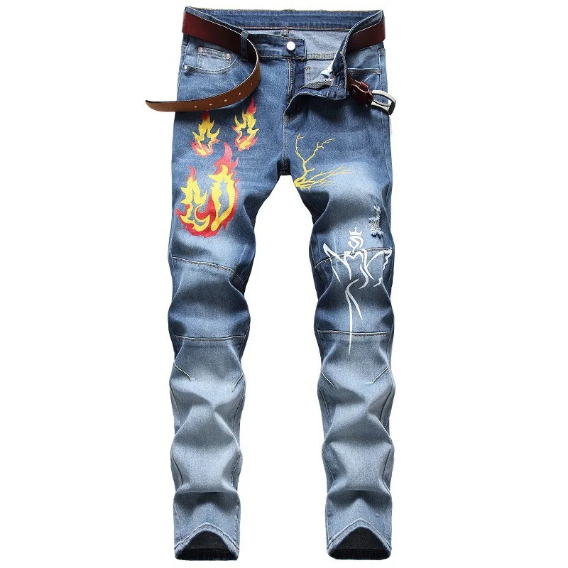 Punk Nightclub Style Light Blue Italy Jeans Luxury Men Denim Trousers Printing Straight Jeans Elasticity Pants for Men
Punk Nightclub Style Light Blue Italy Jeans Luxury Men Denim Trousers Printing Straight Jeans Elasticity Pants for Men