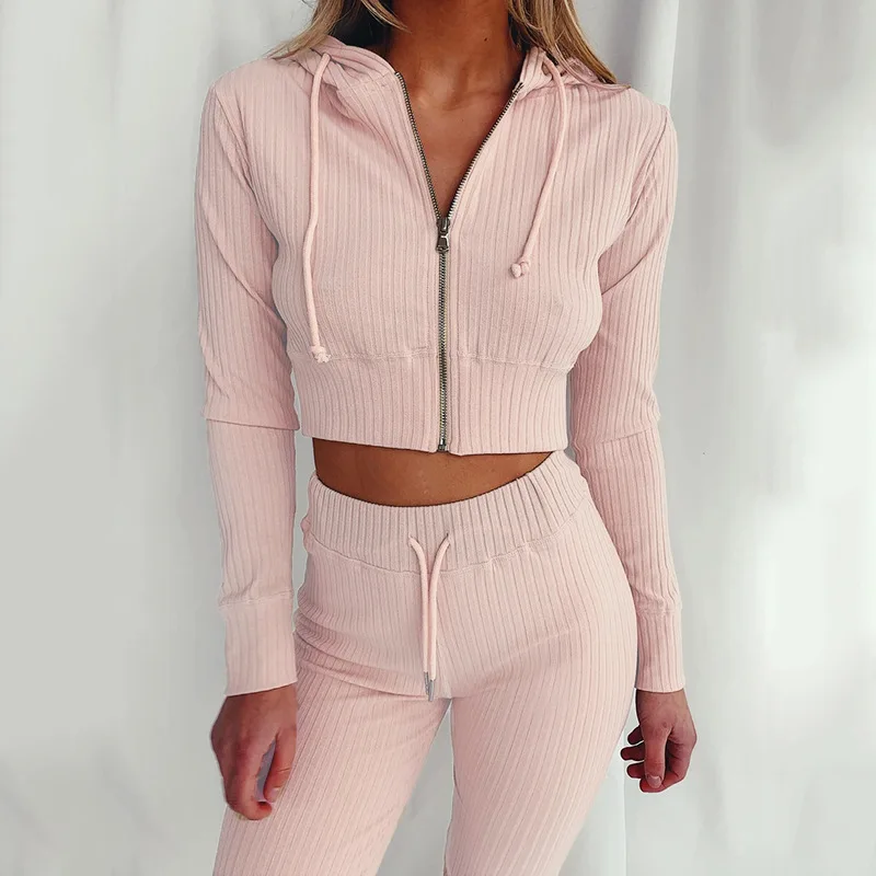 Spring Two Piece Set Tracksuit Women Clothes Knitted Zipper Hooded Crop Top and Pants Leisure Suits Lounge Wear Casual Outfits 
Spring Two Piece Set Tracksuit Women Clothes Knitted Zipper Hooded Crop Top and Pants Leisure Suits Lounge Wear Casual Outfits