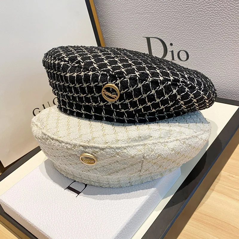 Gold wire lattice net red big brand small incense Beret women's summer thin style Korean version versatile Japanese painter's ha
Gold wire lattice net red big brand small incense Beret women's summer thin style Korean version versatile Japanese painter's ha