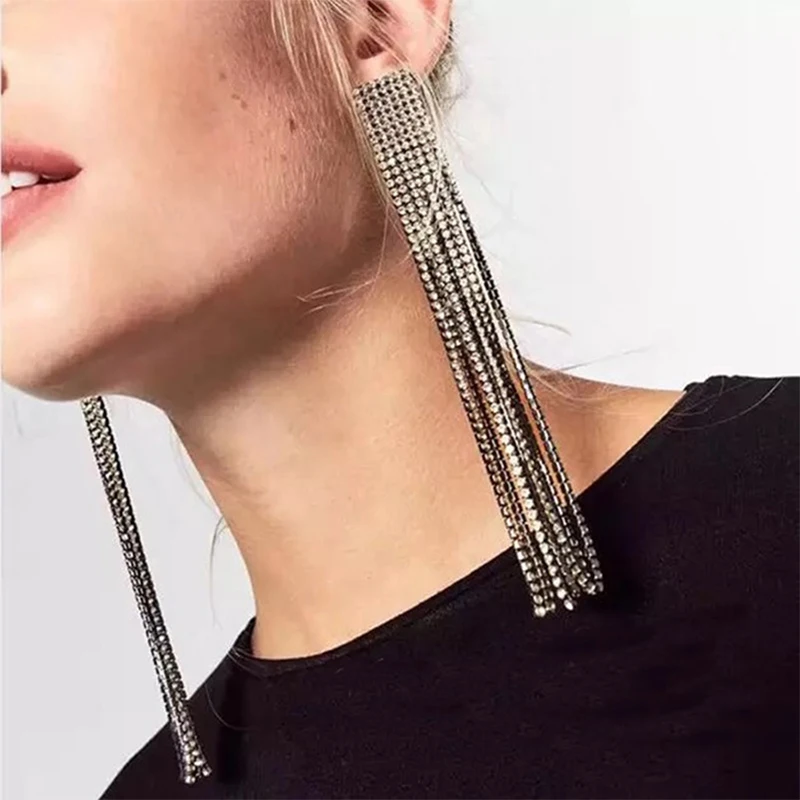 Earrings With Rhinestones Tassel Korean Fashion Dangle Long Chain Party Luxury Quality Jewelry Earrings For Women 2021 New Style
Earrings With Rhinestones Tassel Korean Fashion Dangle Long Chain Party Luxury Quality Jewelry Earrings For Women 2021 New Style