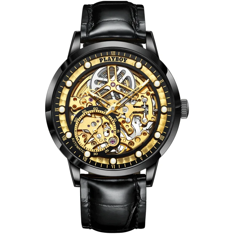 Playboy top luxury brand men's watch waterproof hollow out automatic mechanical watch Leather Watch Religion Masculinity
Playboy top luxury brand men's watch waterproof hollow out automatic mechanical watch Leather Watch Religion Masculinity