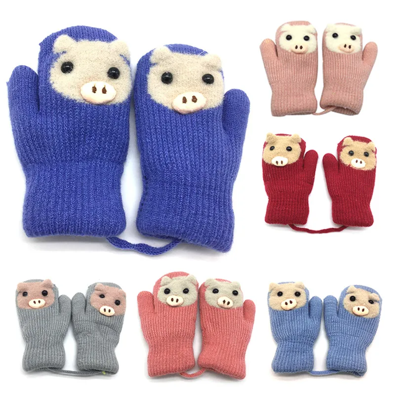 Новые милые детские перчатки с героями мультфильмов для 3-5 лет зимние толстые