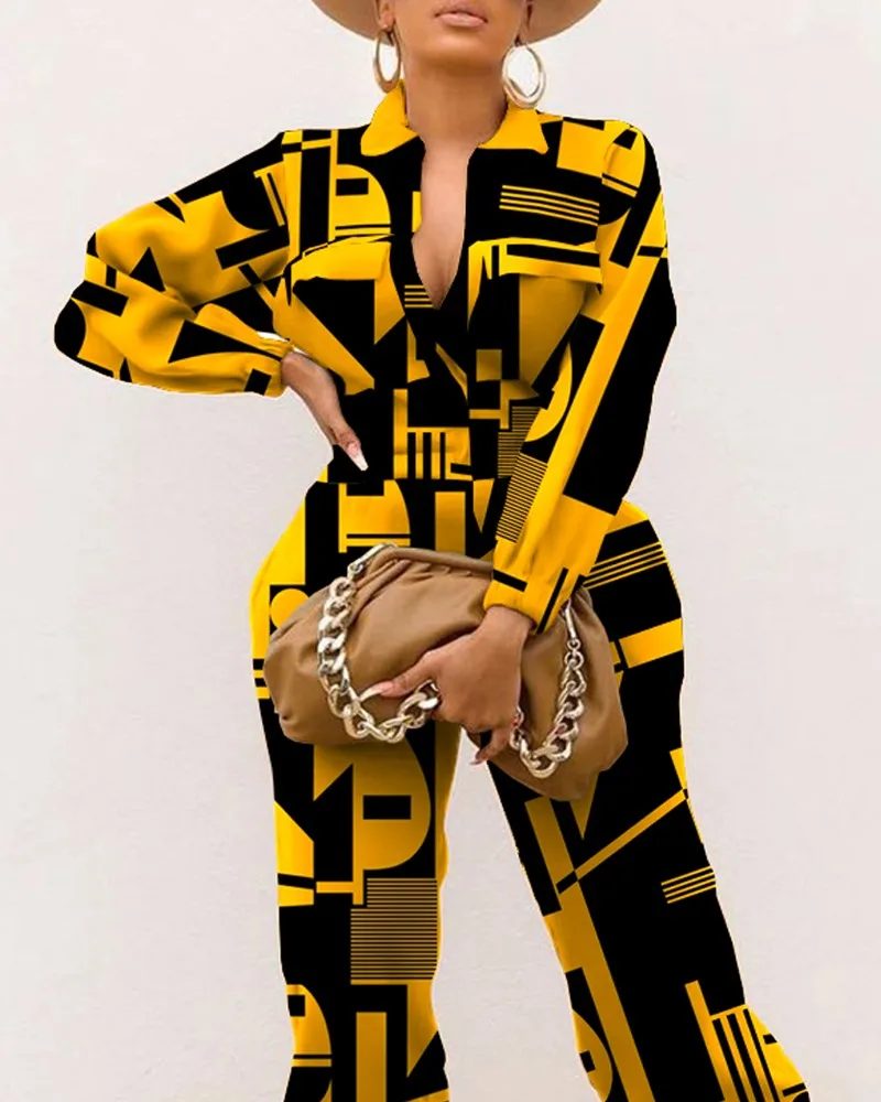 Женский комбинезон с отложным воротником, Новый Модный повседневный комбинезон для женщин, рубашка, топы, брюки, комбинезон, осень 2021 
Женский комбинезон с отложным воротником, Новый Модный повседневный комбинезон для женщин, рубашка, топы, брюки, комбинезон, осень 2021