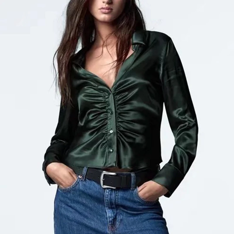 ZA Women Bright Silk Soft Shirt Tops 2022 Spring New Single-Breasted Casual Long Sleeve Blouse Lady's Commute Outfits
ZA Women Bright Silk Soft Shirt Tops 2022 Spring New Single-Breasted Casual Long Sleeve Blouse Lady's Commute Outfits
