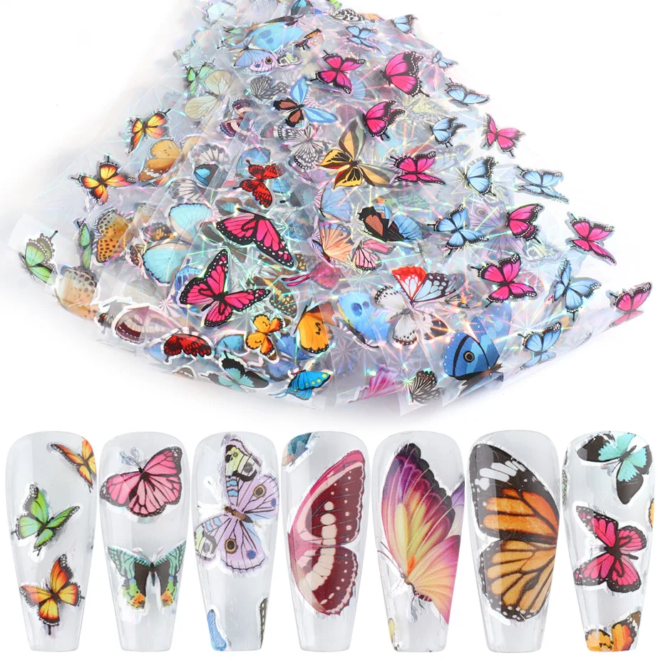 10pcs Butterfly Nail Foils Holographic Stickers for Nails Art Decals Sliders Transfer Paper Wraps Manicure 3D Decorations TR8102
10pcs Butterfly Nail Foils Holographic Stickers for Nails Art Decals Sliders Transfer Paper Wraps Manicure 3D Decorations TR8102