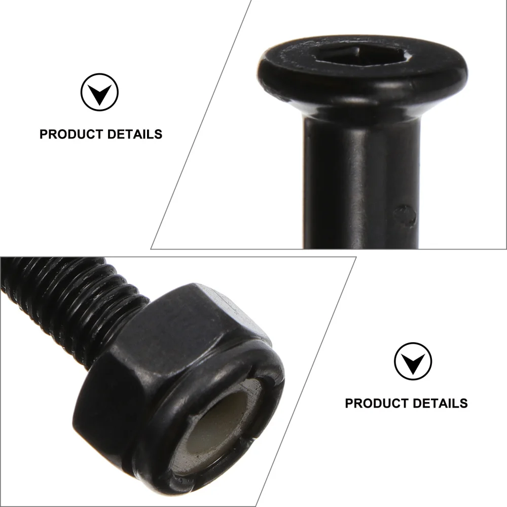 40 Sets Skateboard Hardwares Set Replacement Parts Black Mounting Bolts Set