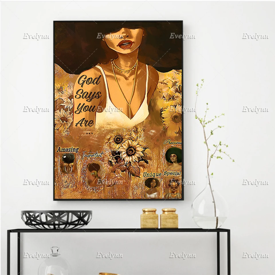 Black Queen God Says You Are Poster, Black Women Strong,Afro Queen,Black Women Sunflower Home Decor Prints Wall Art Canvas Gift
Black Queen God Says You Are Poster, Black Women Strong,Afro Queen,Black Women Sunflower Home Decor Prints Wall Art Canvas Gift