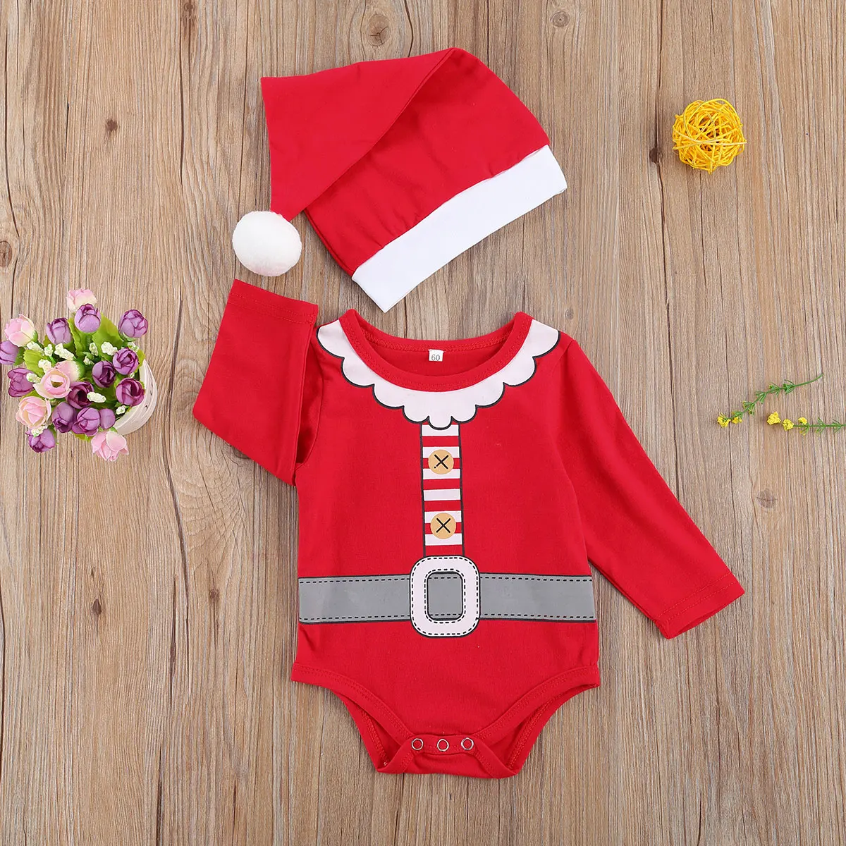 2020 Newborn Christmas Outfits Long Sleeve Round Neck Print Romper + Pompom Cap 0-12M
2020 Newborn Christmas Outfits Long Sleeve Round Neck Print Romper + Pompom Cap 0-12M