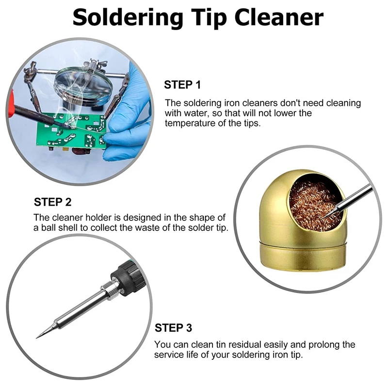 Soldering Tip Cleaner Set Solder Iron Tip Cleaning Wire and Brass Tip Cleaner Kit for Cleaning Solder Irons and Tips
Soldering Tip Cleaner Set Solder Iron Tip Cleaning Wire and Brass Tip Cleaner Kit for Cleaning Solder Irons and Tips