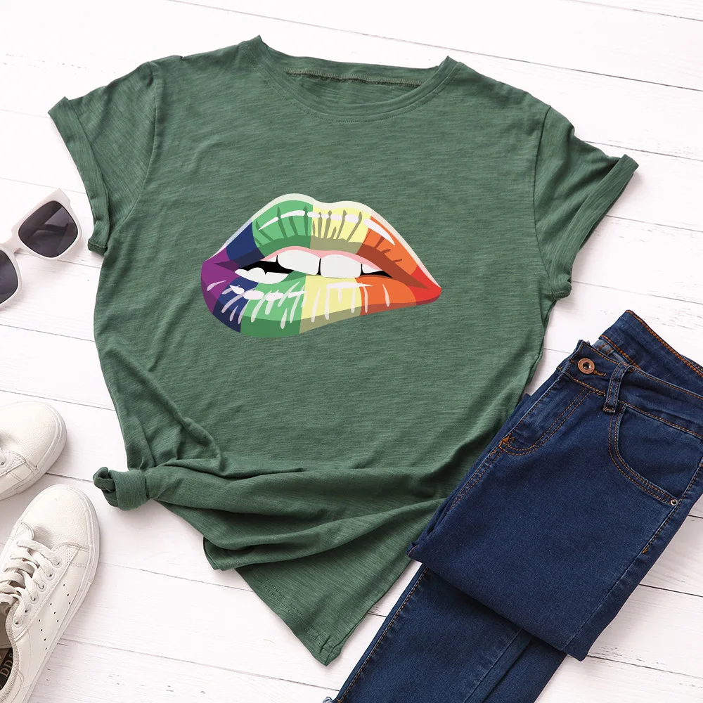 Sexy Colorful Lips Print Harajuku T-shirts Women Summer Cotton Tee Shirt Ladies Tops Oversized Streetwear Female Cool Tshirt 5XL
Sexy Colorful Lips Print Harajuku T-shirts Women Summer Cotton Tee Shirt Ladies Tops Oversized Streetwear Female Cool Tshirt 5XL