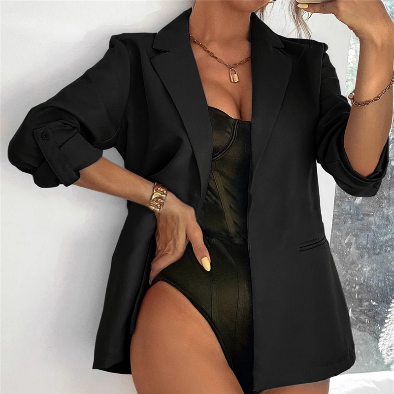 Women Autumn Blazer Jacket Fashion Basic Blazer Casual Solid Button Long Sleeve Work Suit Coat Elegant Blazers
Women Autumn Blazer Jacket Fashion Basic Blazer Casual Solid Button Long Sleeve Work Suit Coat Elegant Blazers