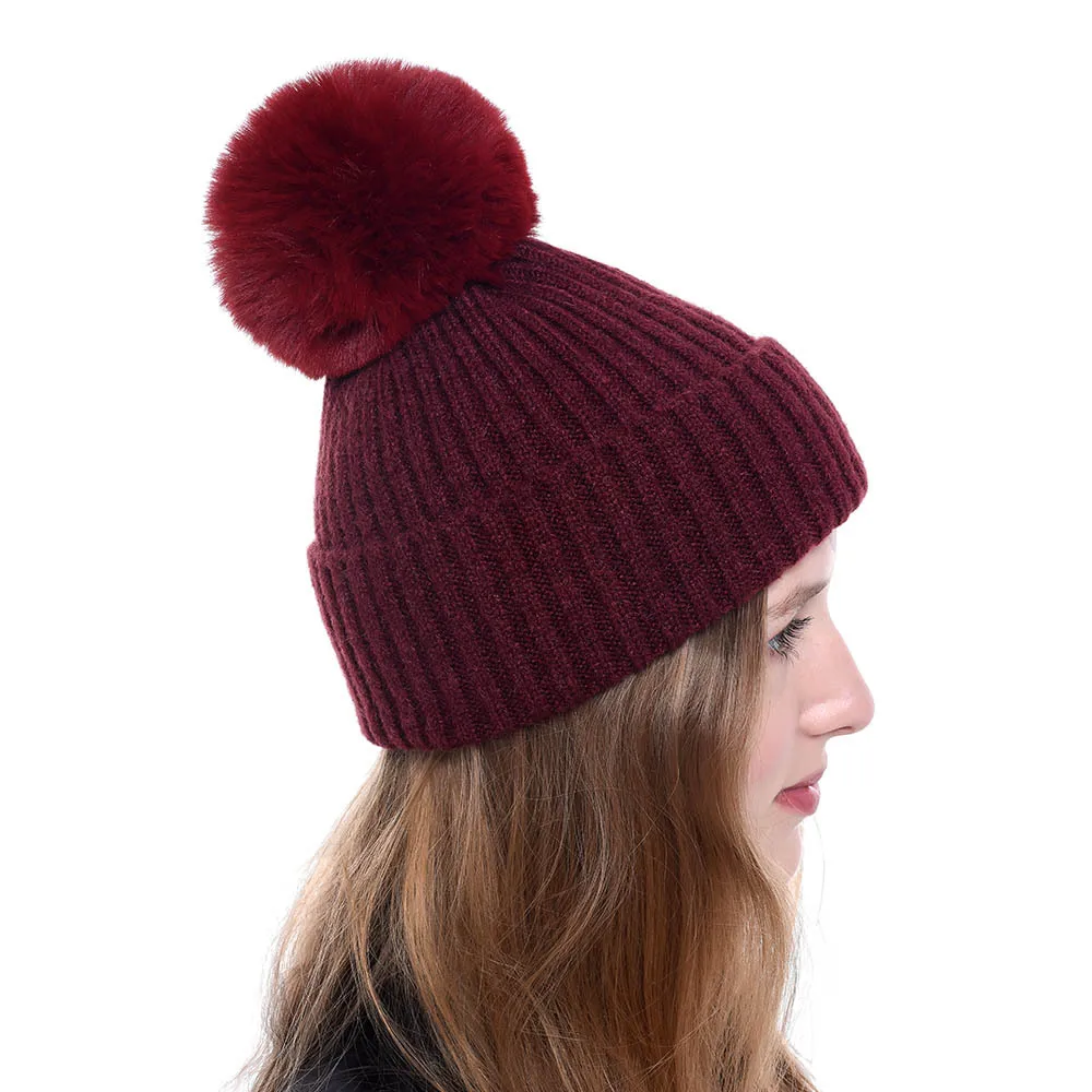 Women's hat wool knit hat, solid color pinstripe winter hat, oversized rex rabbit fur ball wool cap,
Women's hat wool knit hat, solid color pinstripe winter hat, oversized rex rabbit fur ball wool cap,