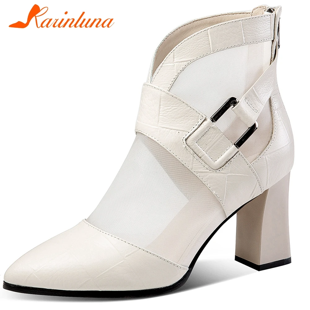 KARINLUNA New Ladies Mature High Heels Boots Brand Genuine Leather Summer Boots Women Breathable Mesh Shoes Woman
KARINLUNA New Ladies Mature High Heels Boots Brand Genuine Leather Summer Boots Women Breathable Mesh Shoes Woman