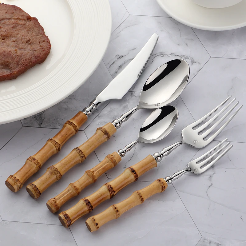 5/10/15/20pcs Kitchen Cutlery Set Natural Bamboo Handle Knife Fork Dinnerware Set Flatware Sets Couverts De Table
5/10/15/20pcs Kitchen Cutlery Set Natural Bamboo Handle Knife Fork Dinnerware Set Flatware Sets Couverts De Table