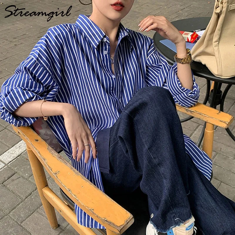 Blue Shirt Women Outwear Autumn Loose Fashion Shirts For Women Long Design Oversize Striped Shirt Women Blouses Stripe Tops
Blue Shirt Women Outwear Autumn Loose Fashion Shirts For Women Long Design Oversize Striped Shirt Women Blouses Stripe Tops