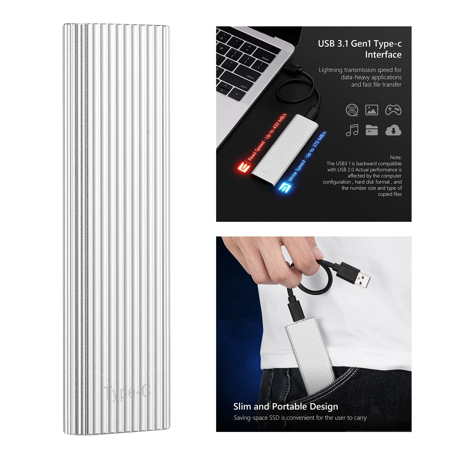 SSDUSB3.1 Gen2 500G 1TB 2TB external SSD USB3.0 tablet, mobile phone and computer dual-purpose hard drive
SSDUSB3.1 Gen2 500G 1TB 2TB external SSD USB3.0 tablet, mobile phone and computer dual-purpose hard drive