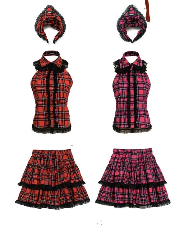 Japanese Harajuku Girls Red Plaid Pleated Skirt Punk Sweet Fashion Kawaii Lolita Cake Mini Skirts Cosplay Suit
Japanese Harajuku Girls Red Plaid Pleated Skirt Punk Sweet Fashion Kawaii Lolita Cake Mini Skirts Cosplay Suit
