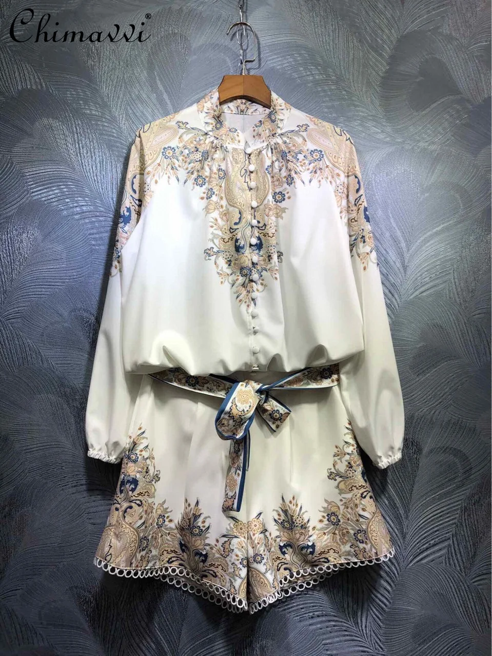 Summer Casual Eleagnt Loose Fashion Single Breasted Printed Shirt All-matching Slim Shorts with Belt Two Piece Set for Female
Summer Casual Eleagnt Loose Fashion Single Breasted Printed Shirt All-matching Slim Shorts with Belt Two Piece Set for Female