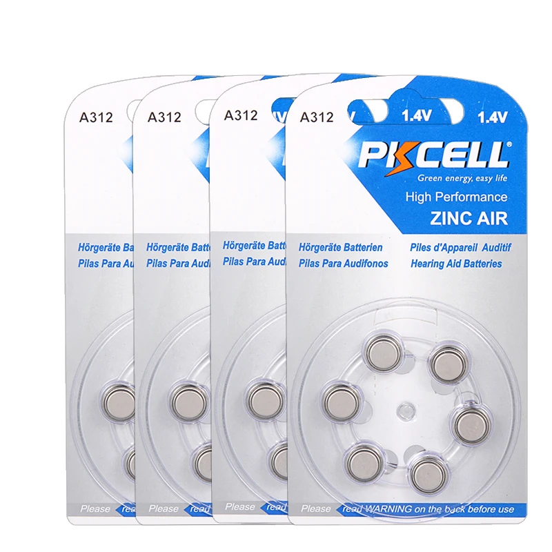 24pcs/4cards PKCELL ZA312 Hearing Aid Batteries A312 312A ZA312 312 PR41 S312 Zinc Air Battery
24pcs/4cards PKCELL ZA312 Hearing Aid Batteries A312 312A ZA312 312 PR41 S312 Zinc Air Battery