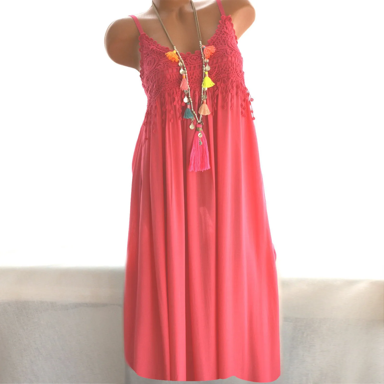 Dresses for women 2021 Women's Casual Lace Hollow Sleeveless Loose Spaghetti Trap Tunic Dress Evening Party vestidos mujer 
Dresses for women 2021 Women's Casual Lace Hollow Sleeveless Loose Spaghetti Trap Tunic Dress Evening Party vestidos mujer