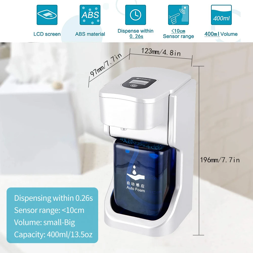 Automatic Foaming Soap Dispenser Touchless Soap Dispenser with Infrared Motion Sensor 14oz/400ml Volume Control Soap Pump
Automatic Foaming Soap Dispenser Touchless Soap Dispenser with Infrared Motion Sensor 14oz/400ml Volume Control Soap Pump