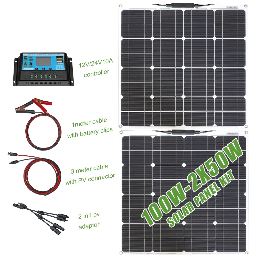 Painel Solar 100w 50w 12v Cell Complete Charger 150w Panel System For Powerbank Battery Home Completo Camping Kit
Painel Solar 100w 50w 12v Cell Complete Charger 150w Panel System For Powerbank Battery Home Completo Camping Kit