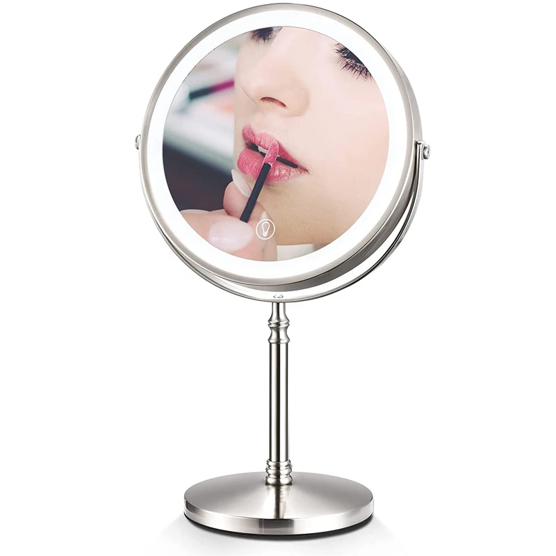 8 Inch Dual Sided Makeup Vanity Mirror with 3 Color LED Lights 10X Magnifying Rechargeable Touch Dimmable Cosmetic Mirrors
8 Inch Dual Sided Makeup Vanity Mirror with 3 Color LED Lights 10X Magnifying Rechargeable Touch Dimmable Cosmetic Mirrors
