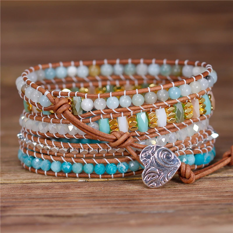 YueTong Amazonites Beaded Leather Wrap Bracelet Gemstones Beads Bracelet Crystal Yoga 5 Wraps Bracelet Jewelry Dropshipping
YueTong Amazonites Beaded Leather Wrap Bracelet Gemstones Beads Bracelet Crystal Yoga 5 Wraps Bracelet Jewelry Dropshipping