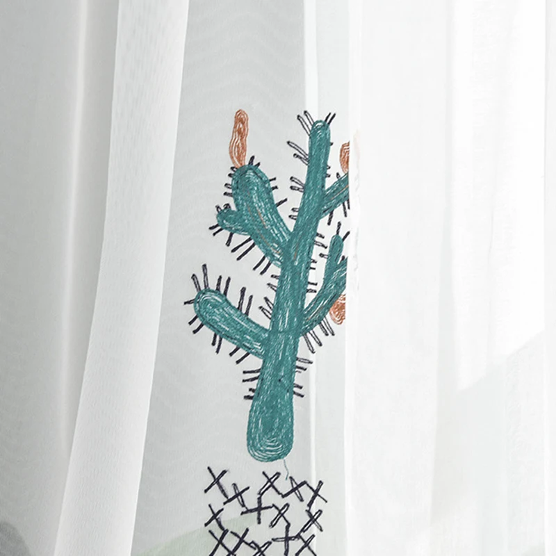 Cactus embroidery curtain tulle used in the living room bedroom children's room translucent American window screen decorative40
Cactus embroidery curtain tulle used in the living room bedroom children's room translucent American window screen decorative40