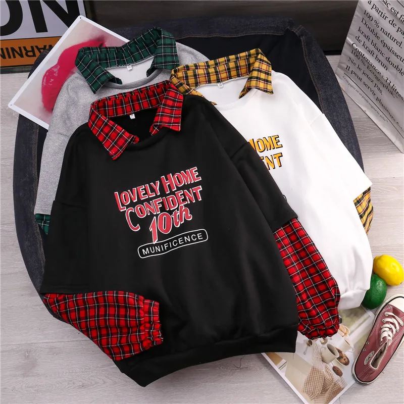 winter Thicken Pullover fleece sweatshirt women's casual letter print loose plus velvet sweatshirts Plaid patchwork lady hoodies
winter Thicken Pullover fleece sweatshirt women's casual letter print loose plus velvet sweatshirts Plaid patchwork lady hoodies