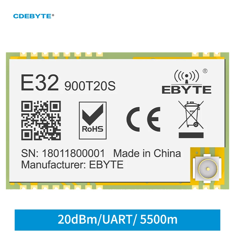SX1276 LoRa Wireless Module E32-900T20S 868/915MHz Support Air-Wake up SMD 100mW Long Range Wireless Module Date Transceiver
SX1276 LoRa Wireless Module E32-900T20S 868/915MHz Support Air-Wake up SMD 100mW Long Range Wireless Module Date Transceiver