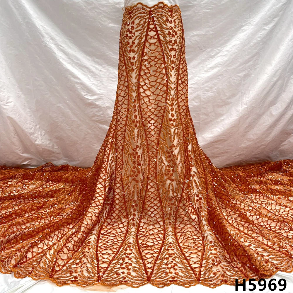 Newest Orange Handmade Beads African Lace Fabric Sequins Embroidered Nigerian Lace For Wedding Dress HX5969
Newest Orange Handmade Beads African Lace Fabric Sequins Embroidered Nigerian Lace For Wedding Dress HX5969