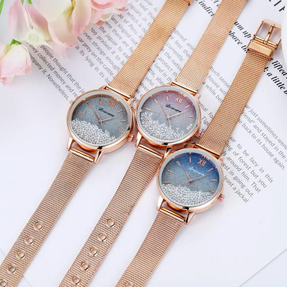 Bravura Luxury 2pcs Women Watches Bracelet Set Fashion Elegant Magnet Buckle Ladies Starry Sky Watch Set Relogio Feminino