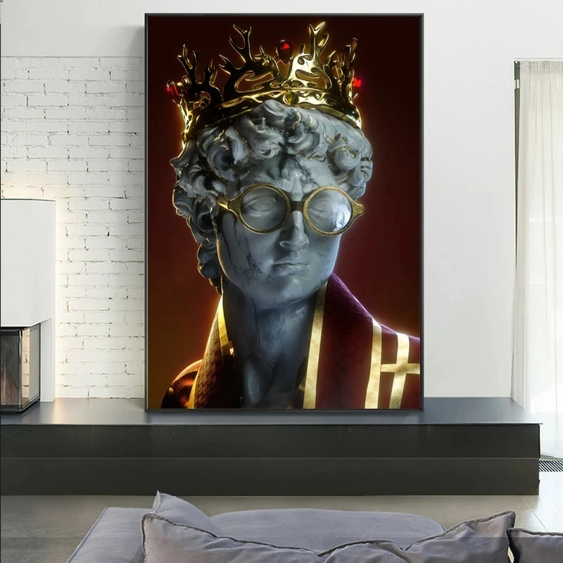 Golden Sculpture Aesthetic Poster and Prints David Statue with Crown Canvas Painting on Hallway Wall Art Pictures for Room Decor
Golden Sculpture Aesthetic Poster and Prints David Statue with Crown Canvas Painting on Hallway Wall Art Pictures for Room Decor
