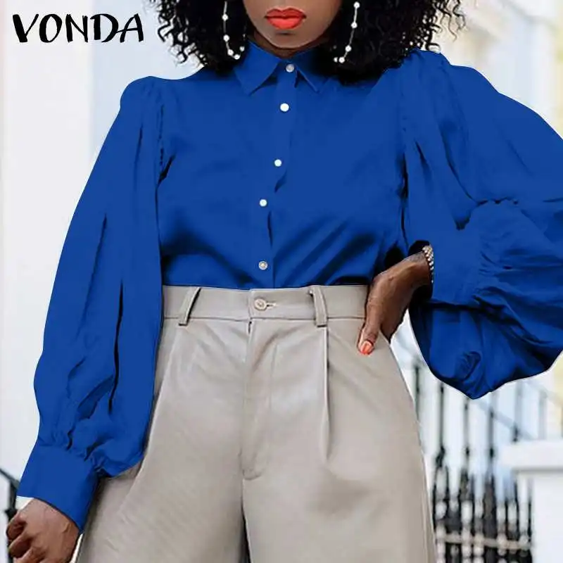 Casual Solid Color Long Sleeve Tops VONDA 2021 Spring Lapel Collar Button Up Puff Sleeve Shirts Bohemian Blusas Femininas S-5XL
Casual Solid Color Long Sleeve Tops VONDA 2021 Spring Lapel Collar Button Up Puff Sleeve Shirts Bohemian Blusas Femininas S-5XL