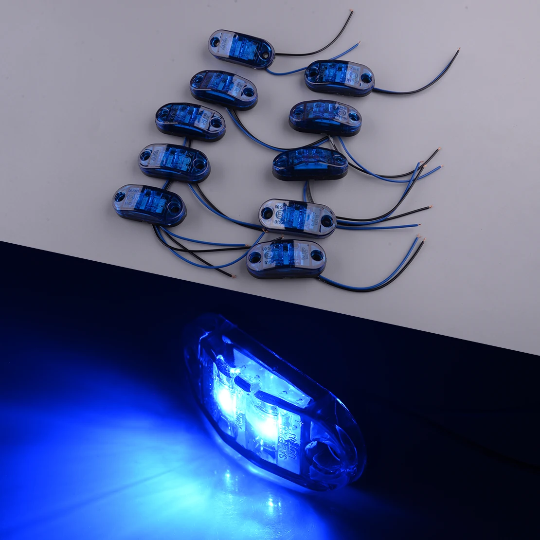 10pcs Blue 2 LED Side Marker Indicators Light IP67 Waterproof Lamp for Universal Car Trailer Truck Lorry
10pcs Blue 2 LED Side Marker Indicators Light IP67 Waterproof Lamp for Universal Car Trailer Truck Lorry