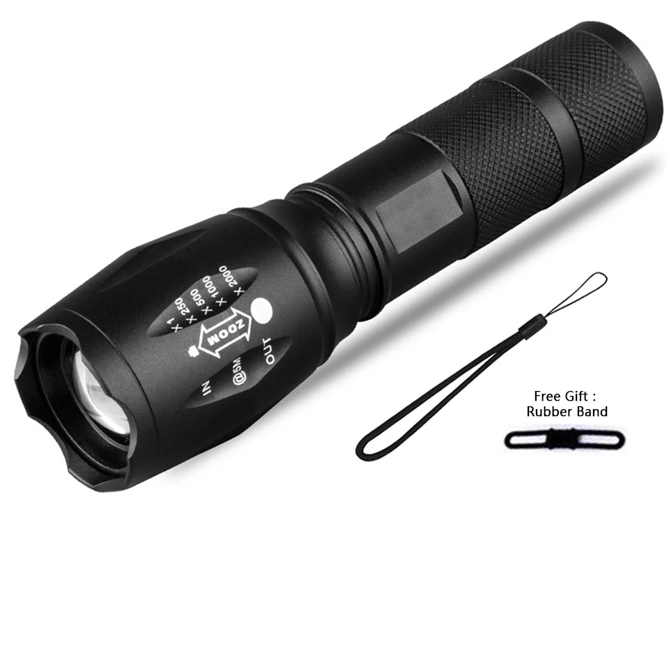 Use 18650 battery LED flashlight super bright flashlight XM-L T6 XM-L2-U3 camping light 5 switch modes 8000LM zoom bicycle light
Use 18650 battery LED flashlight super bright flashlight XM-L T6 XM-L2-U3 camping light 5 switch modes 8000LM zoom bicycle light