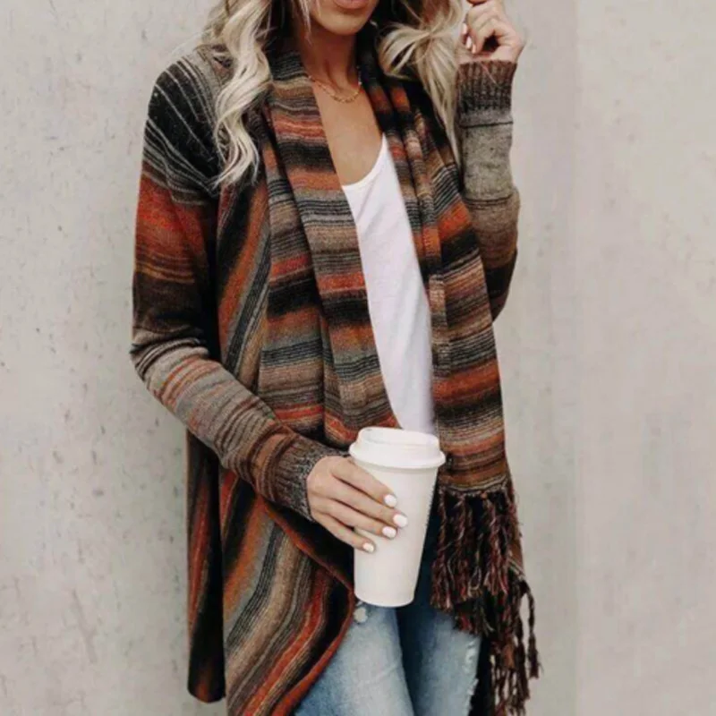 Poncho Women Knitted Sweater Female Scarf Coat Loose Color Patchwork Striped Knit Chawls Plus Size Ponchos
Poncho Women Knitted Sweater Female Scarf Coat Loose Color Patchwork Striped Knit Chawls Plus Size Ponchos
