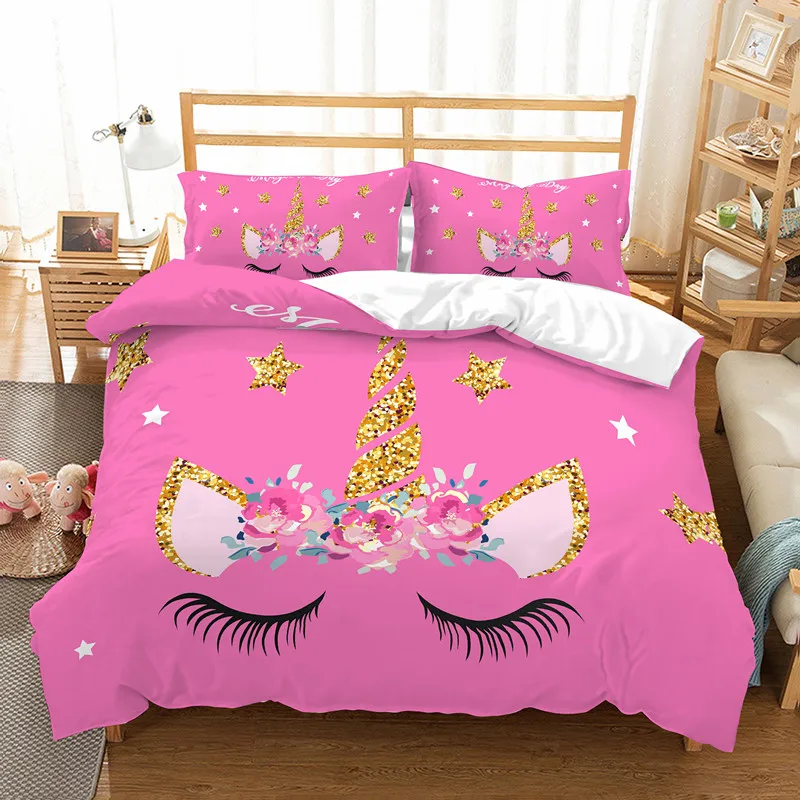 3d unicorn bedding set single size kids Cartoon print twin duvet cover set girl bed set children's gift
3d unicorn bedding set single size kids Cartoon print twin duvet cover set girl bed set children's gift