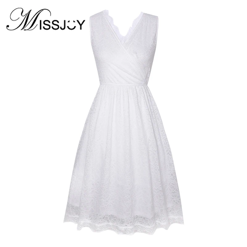 MISSJOY Women Dresses Sexy V-Neck Solid Color Lace Sleeveless Knee-Length A-Line Temperament Party Female Elegant Summer 2019
MISSJOY Women Dresses Sexy V-Neck Solid Color Lace Sleeveless Knee-Length A-Line Temperament Party Female Elegant Summer 2019