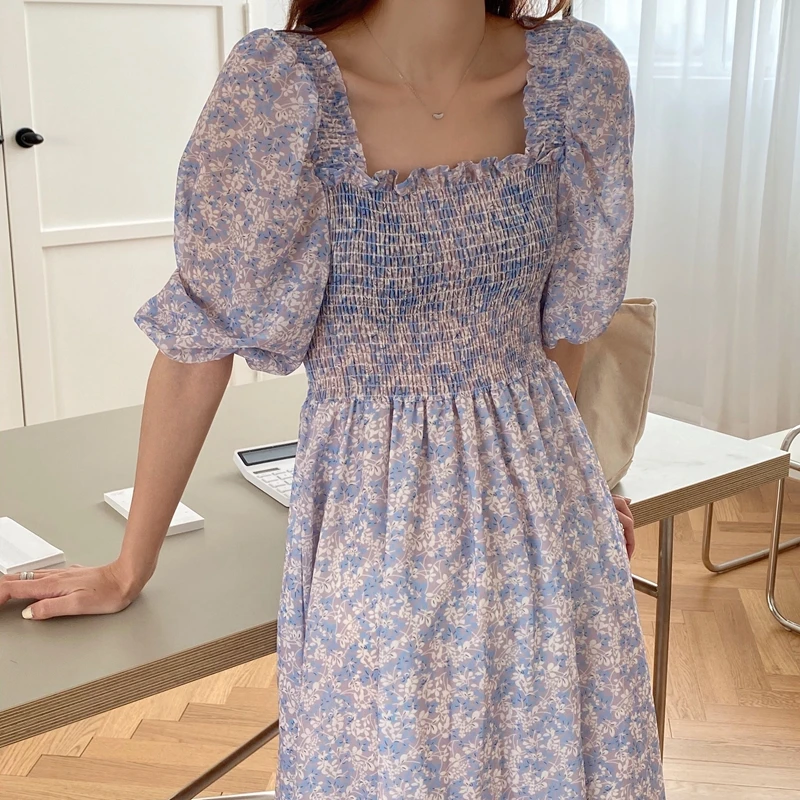Women Summer Sweet Tender Purple Long Chiffon Floral Dress Slim Waist Square Collar Puff Sleeve Midi Princess Sundress
Women Summer Sweet Tender Purple Long Chiffon Floral Dress Slim Waist Square Collar Puff Sleeve Midi Princess Sundress