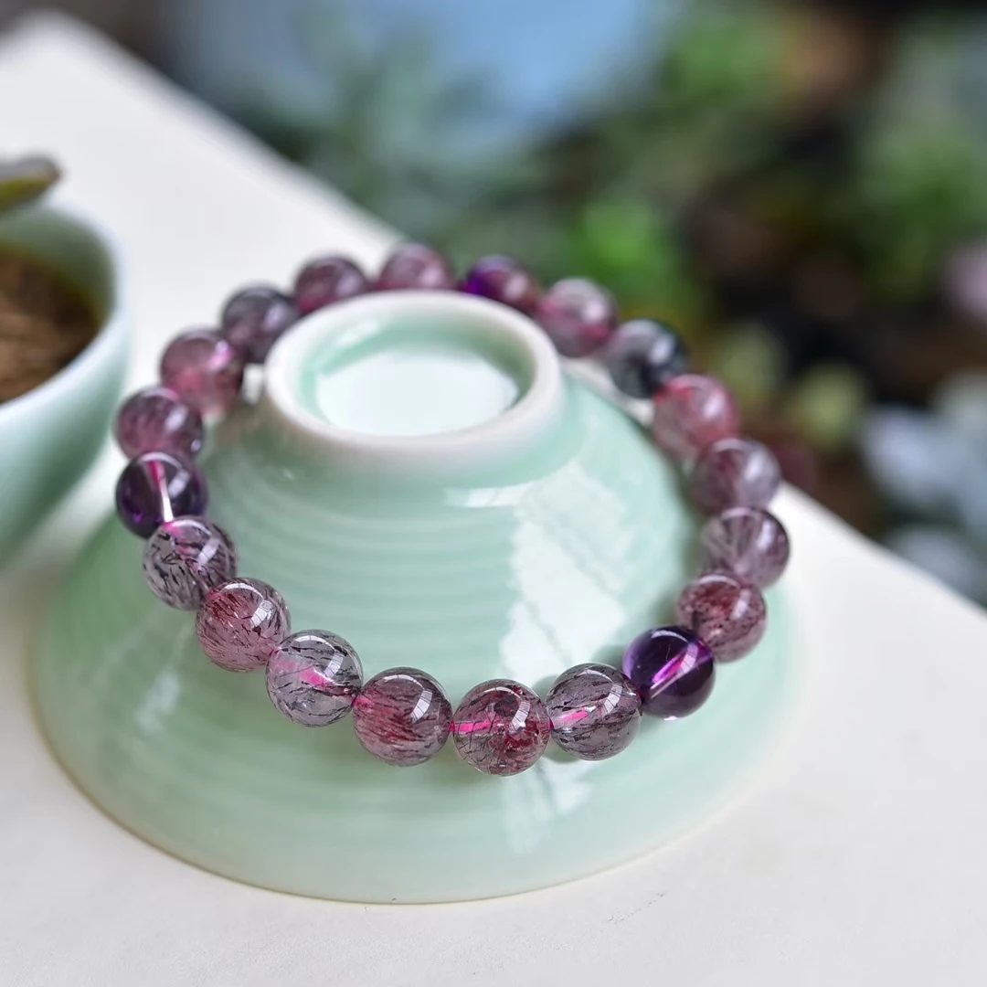 Natural Colorful Super Seven 7 Purple Rutilated Quartz Purple Bracelet 9.7MM Clear Round Beads Crystal For Women Men AAAAAA
Natural Colorful Super Seven 7 Purple Rutilated Quartz Purple Bracelet 9.7MM Clear Round Beads Crystal For Women Men AAAAAA