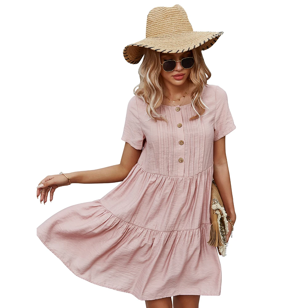 JIAK 2021 New Solid Ruffles Summer Dress Women Casual O-neck Button Mini Dresses For Women Holiday Vintage Party Dress Vestidos
JIAK 2021 New Solid Ruffles Summer Dress Women Casual O-neck Button Mini Dresses For Women Holiday Vintage Party Dress Vestidos