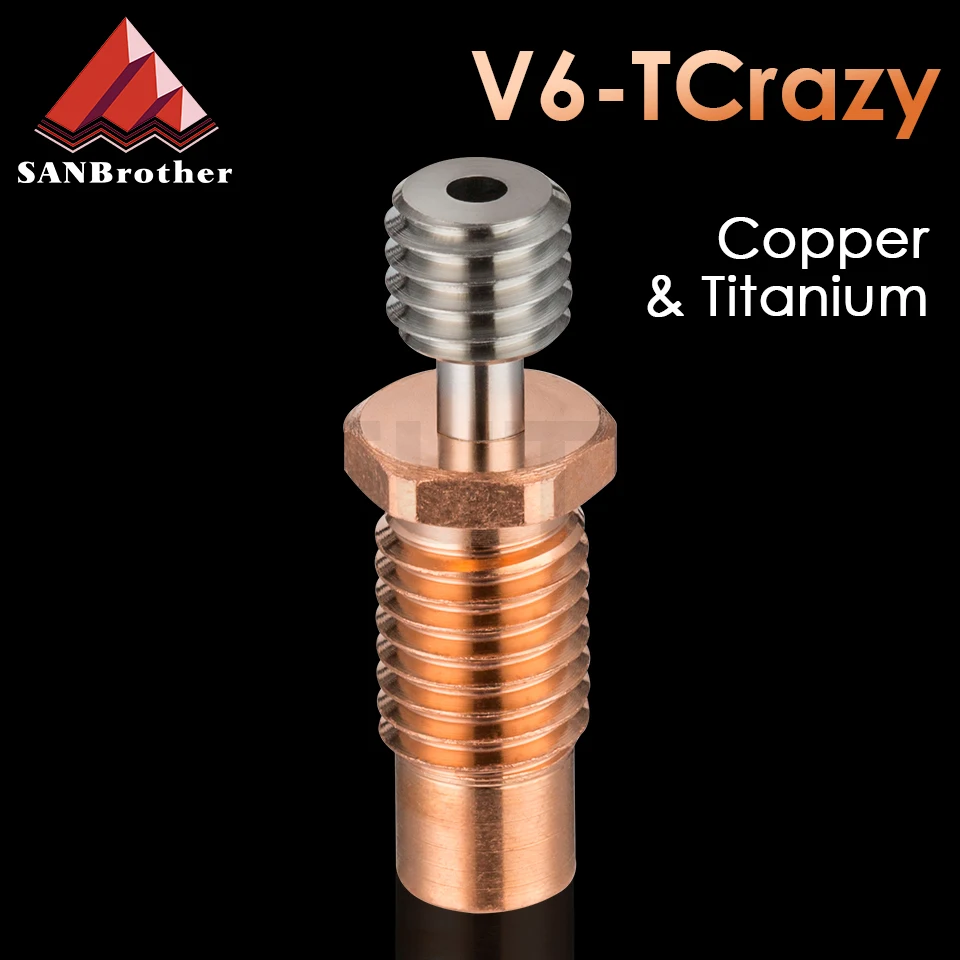 E3D V6 hotend All-Metal Throat V6-TCrazy Heat Break Titanium & Copper 3D Printer Nozzle For 1.75mm E3D V6 HOTEND Heater Block
E3D V6 hotend All-Metal Throat V6-TCrazy Heat Break Titanium & Copper 3D Printer Nozzle For 1.75mm E3D V6 HOTEND Heater Block